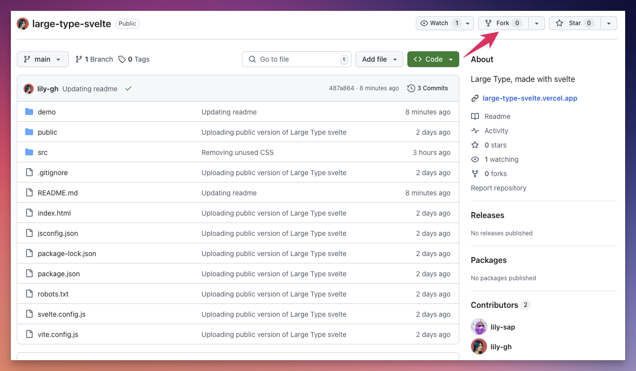 Click on the Fork button to fork the project Click on the Fork button to fork the project