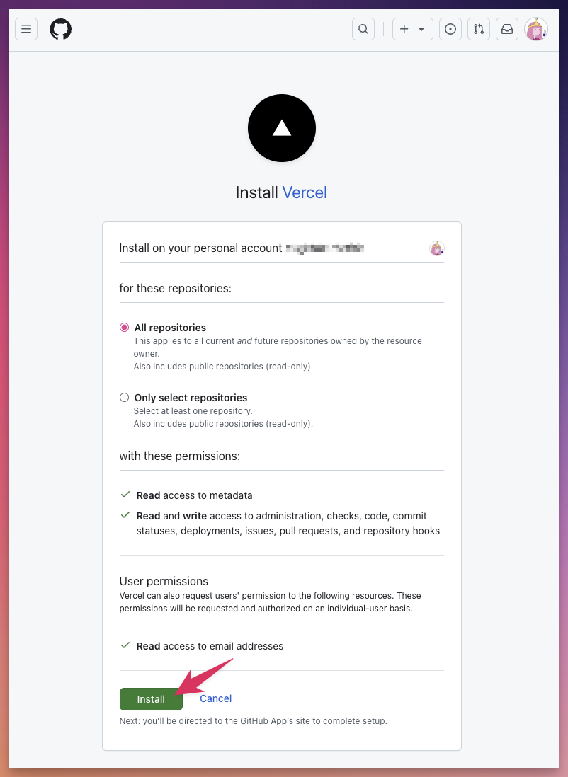 Confirm by clicking on Install button Confirm by clicking on Install button