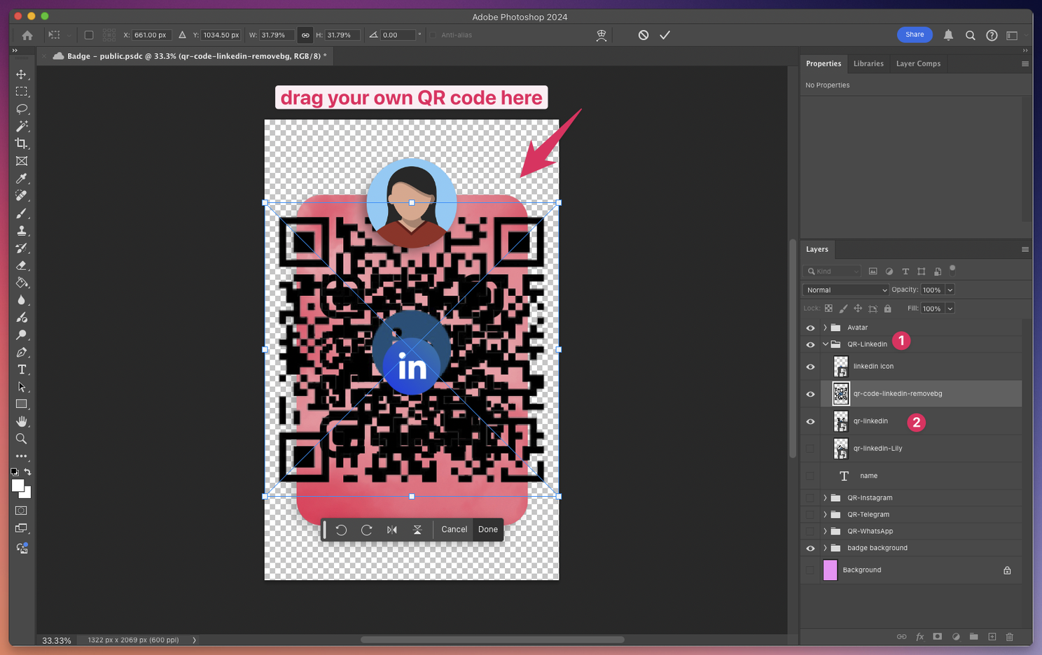 Dragging QR code into Photoshop Dragging QR code into Photoshop