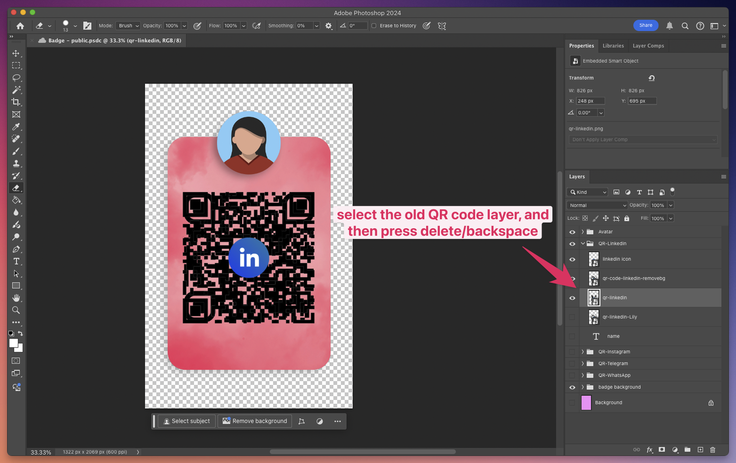 Deleting old QR code layer Deleting old QR code layer
